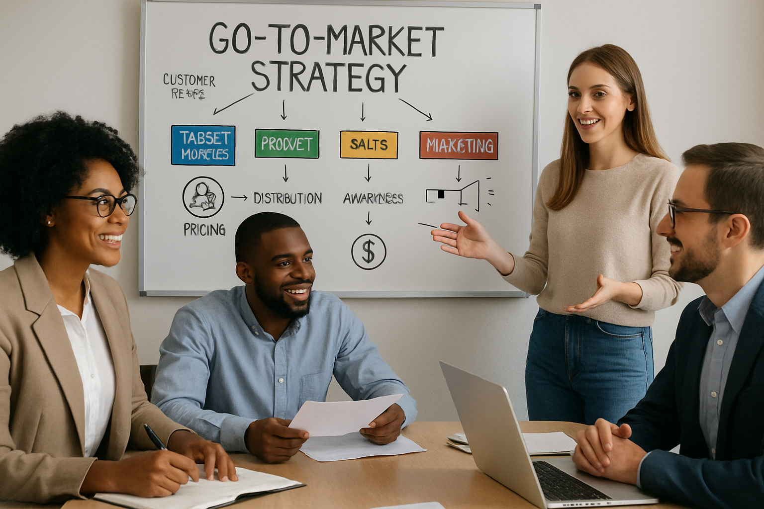 Team collaborating on a go-to-market strategy